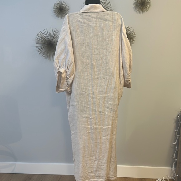 Linen Cream Button-Up Midi Dress - Picture 3 of 6
